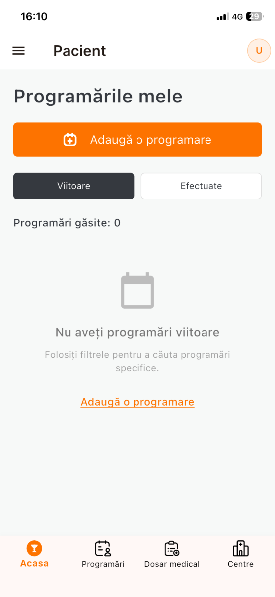 Ecran aplicație GRAL Medical 3