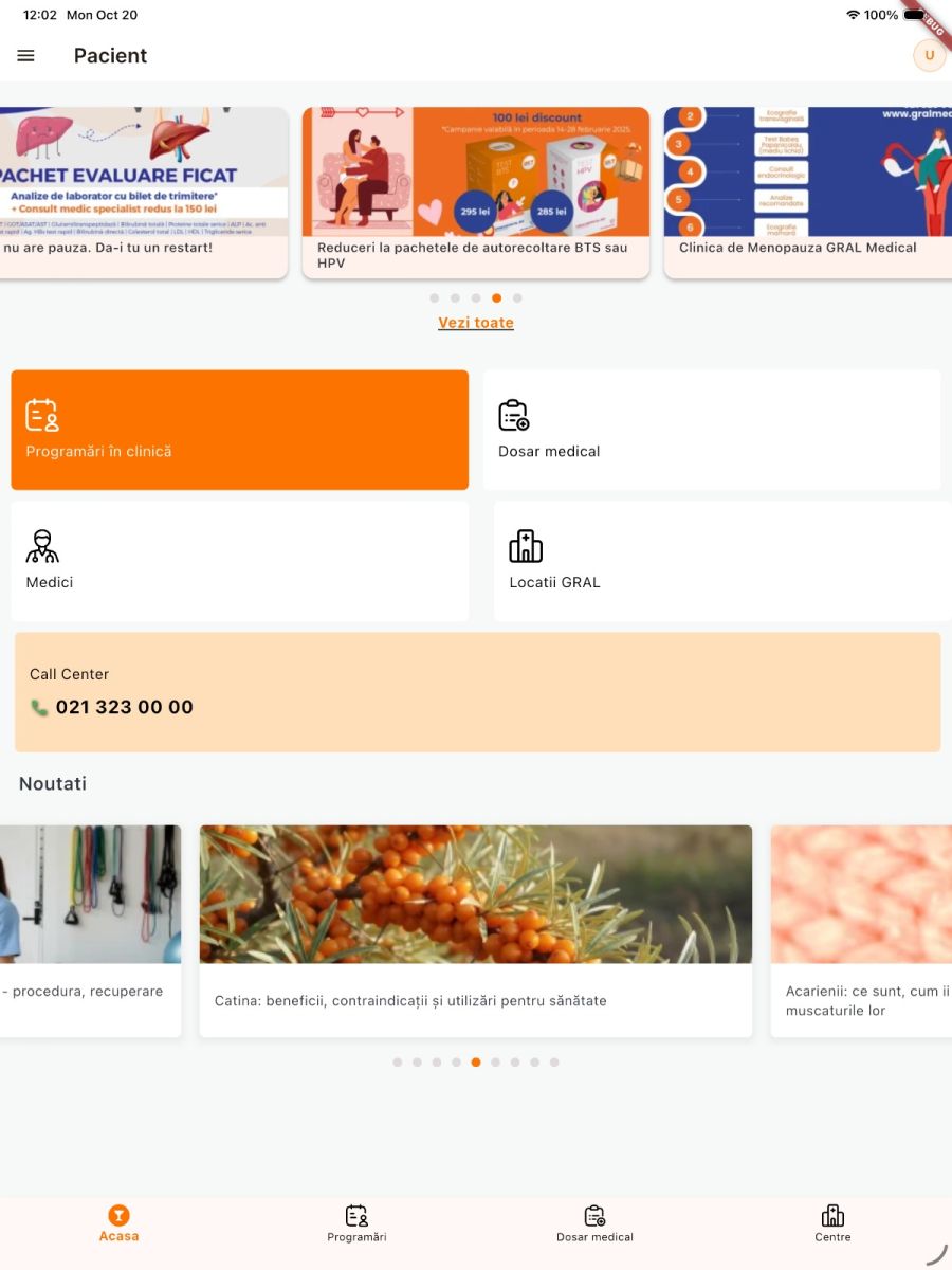 Ecran aplicație GRAL Medical 6